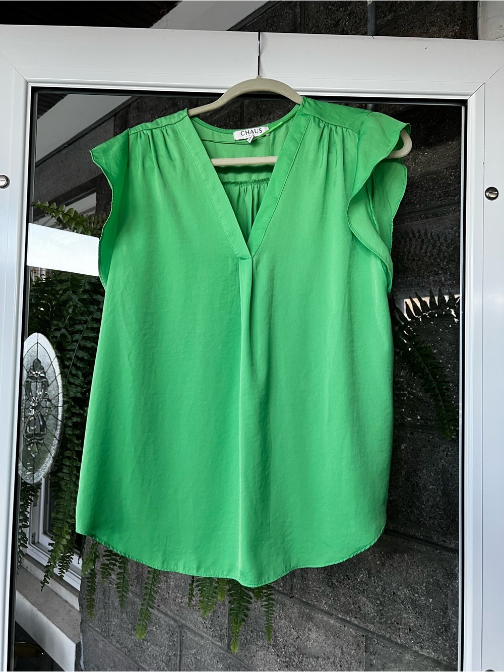 Chaus Bright Green Flutter Sleeve V-Neck Camisole